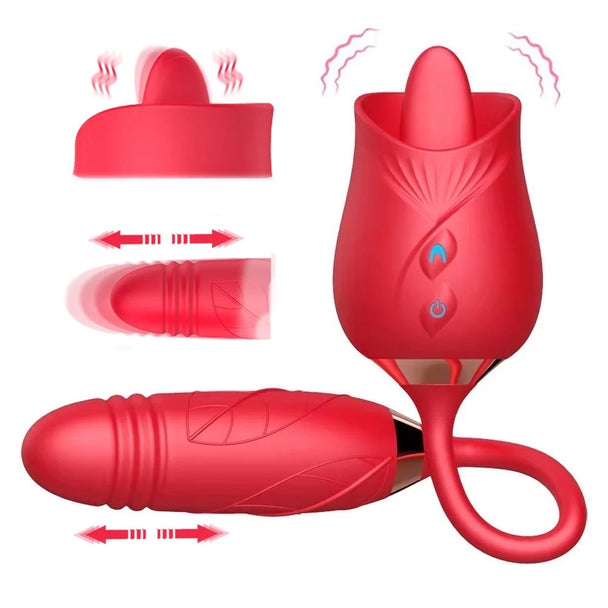 Rose Tongue Extender with Dildo