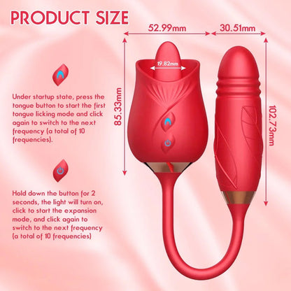 Rose Tongue Extender with Dildo